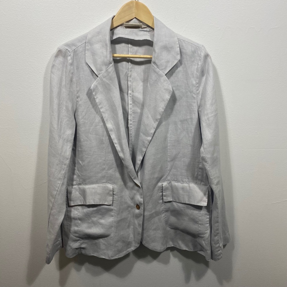 Reistor She's Everything Hemp Button Front Blazer Jacket Women's XL Light Grey